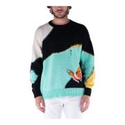 Nahmias Butterfly Intarsia Crewneck Sweater Multicolor, Herr