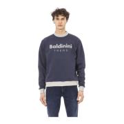 Baldinini Trendig Sweatshirt 100% Bomull Monokrom Logo Blue, Herr