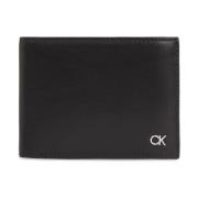 Calvin Klein Trifold Plånbok i Läder med Metalllogo Black, Herr