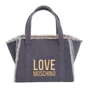 Love Moschino Logo Handväska med Justerbar Rem Purple, Dam