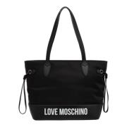Love Moschino Logo Print Tote Bag med Dragkedja Black, Dam