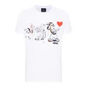 PS By Paul Smith Slim Fit Cartoon T-Shirt White, Herr