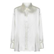 Armarium Vit Silke Oversized Skjorta med Mutter-Pärla Knappar White, D...