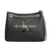 Calvin Klein Axelväska i PU-läder med präglat logotyp Black, Dam