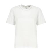 Peserico Randig bomullst-shirt med rund hals White, Dam