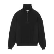 Saint Laurent Svart Sweatshirt i Borstad Bomull med Halvzip Black, Her...