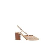 Bobbies Paris Champagne Mid-Heeled Slingback Pumps Beige, Dam