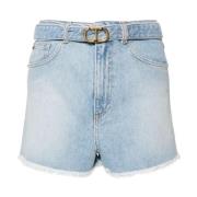 Twinset Denim Shorts With Belt Blue, Dam