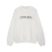 Anine Bing Ramona Oversized Sweatshirt med Svart Tryck White, Dam