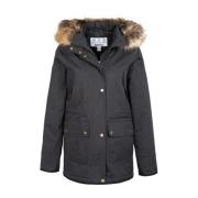 Barbour Svart Huva Jacka Dragkedja Logotyp Black, Dam