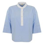Roy Roger's Bomullsskjorta med 3/4 ärmar Blue, Dam