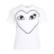 Comme des Garçons Play Vit T-shirt med svart hjärta White, Dam