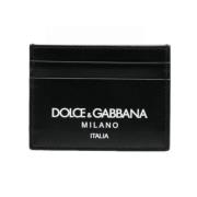 Dolce & Gabbana Svart Läderkorthållare med Logotyptryck Black, Herr