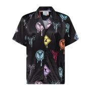 Carlo Colucci Satin-look skjorta med logotryck Multicolor, Herr