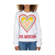 Love Moschino Färgglad Hjärt Design Sweatshirt White, Dam