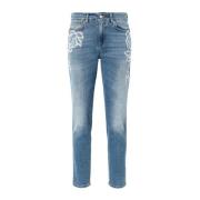 Ermanno Scervino Blå Denim Jeans med Blommig Brodyr Blue, Dam