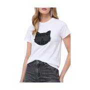 Karl Lagerfeld Elegant Boucle Choupette T-Shirt White, Dam