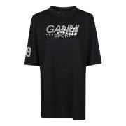 Ganni Aktiv Mesh Lagers T-shirt Black, Dam