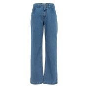 MVP wardrobe Vintage Wash Denim Palazzo Byxor Blue, Dam