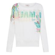 Deha Vit Crewneck Sweatshirt med Print White, Dam