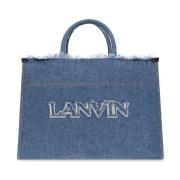Lanvin Blå Denim Toteväska med Logotyp Blue, Dam