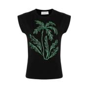 Ermanno Scervino Svart Palm Tree T-shirt Black, Dam