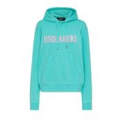 Dsquared2 Turkos Hoodie med Ikoniskt Logotyp Blue, Dam