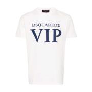 Dsquared2 Logo Print Bomull T-shirt - Naturlig White, Herr
