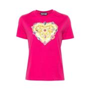 Versace Jeans Couture Fuchsia Bomull T-shirt med Hjärtlogo Pink, Dam
