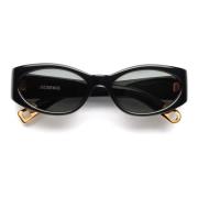 Jacquemus Svarta ovala solglasögon med grå lins Black, Dam