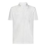 Sease Vit Ribbad Polo T-shirt White, Herr