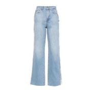 Liu Jo Blå High-Waisted Straight Lace Jeans Blue, Dam