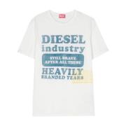 Diesel Bomull Logo Print T-shirts och Polos White, Herr