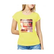 YES ZEE Bomull Rund Hals Tryckt T-shirt Yellow, Dam