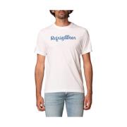 RefrigiWear Bomull Crewneck T-shirt med Blått Logo White, Herr