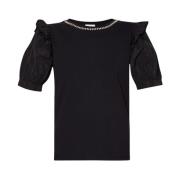 Liu Jo Jersey och Taffeta T-shirt Black, Dam