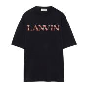 Lanvin Svart Bomull Jersey T-shirt med Broderat Logotyp Black, Herr