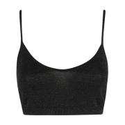 Federica Tosi Lurex Cropped Top med Tunna Band Black, Dam