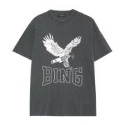 Anine Bing Cool Print T-Shirt Black Washed Gray, Dam