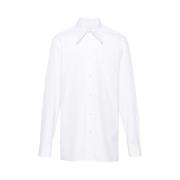 Maison Margiela Vit Bomullsskjorta med Fyra-Stitch Logotyp White, Herr