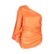 Pinko Laminerad Orange Blus T-shirt Topp Orange, Dam