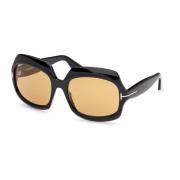 Tom Ford Fyrkantiga solglasögon Svart med gula linser Black, Dam