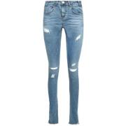 One Teaspoon Denim Skinny Jeans med Knäskärningar Blue, Dam