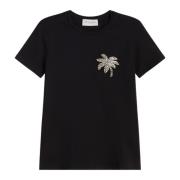 Ermanno Scervino T-shirt med Rhinestone Palm Tree Black, Dam