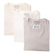 Maison Margiela Taupe Beige Vit Bomull T-Shirt Set Multicolor, Herr