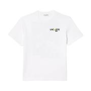 Lacoste T-shirt med tryck på baksidan i tung bomullsjersey White, Herr