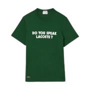 Lacoste Bomull Jersey T-shirt med Piqué Slogan Green, Herr