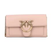 Pinko Love One Clutch Läder Pink, Dam