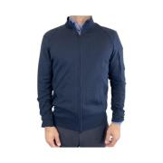 C.p. Company Marinblå Zip-Up Stickad Jacka Blue, Herr