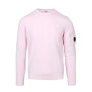 C.p. Company Rosa Sweater med Logo Plaque Pink, Herr